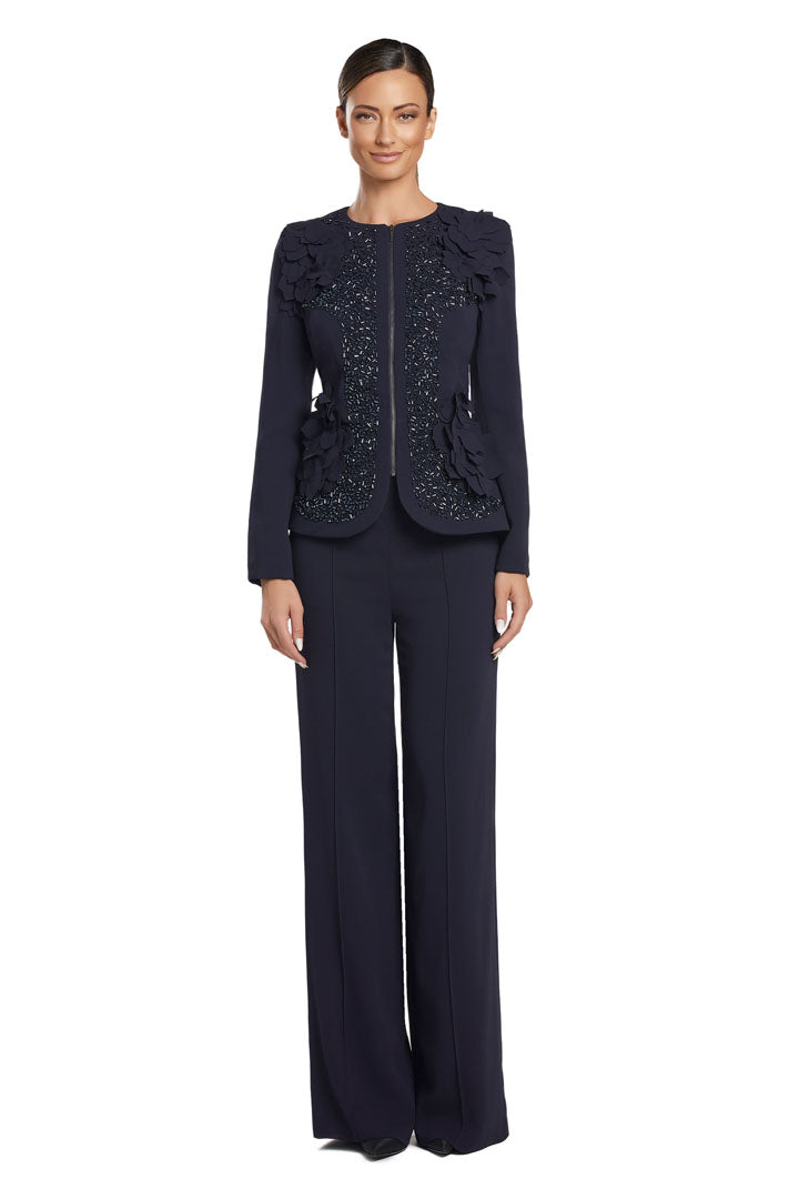 Jumpsuit Long Sleeve Mother of the Bride Peplum Jumpsuit Navy