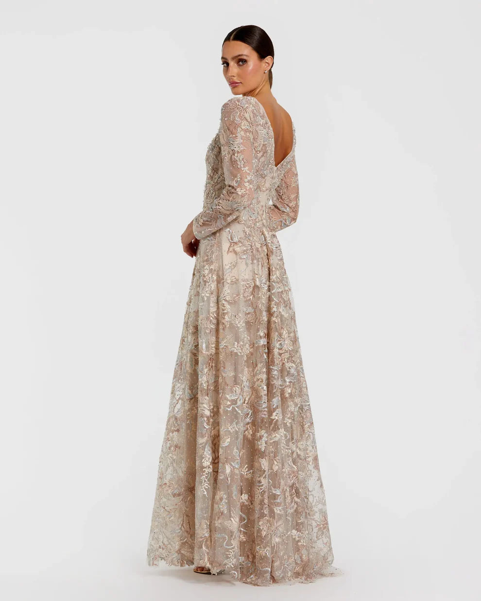 Formal Dresses Long Sleeve Formal Lace Dress Champagne