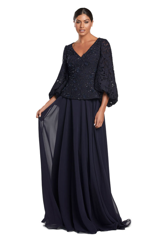 Mother of the Bride Dresses Long Mother of the Bride Peplum Formal Dress Navy