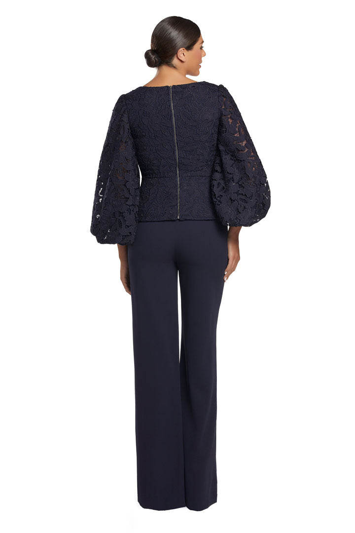 Jumpsuit Long Formal Lace Peplum Jumpsuit Navy
