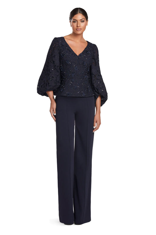 Jumpsuit Long Formal Lace Peplum Jumpsuit Navy