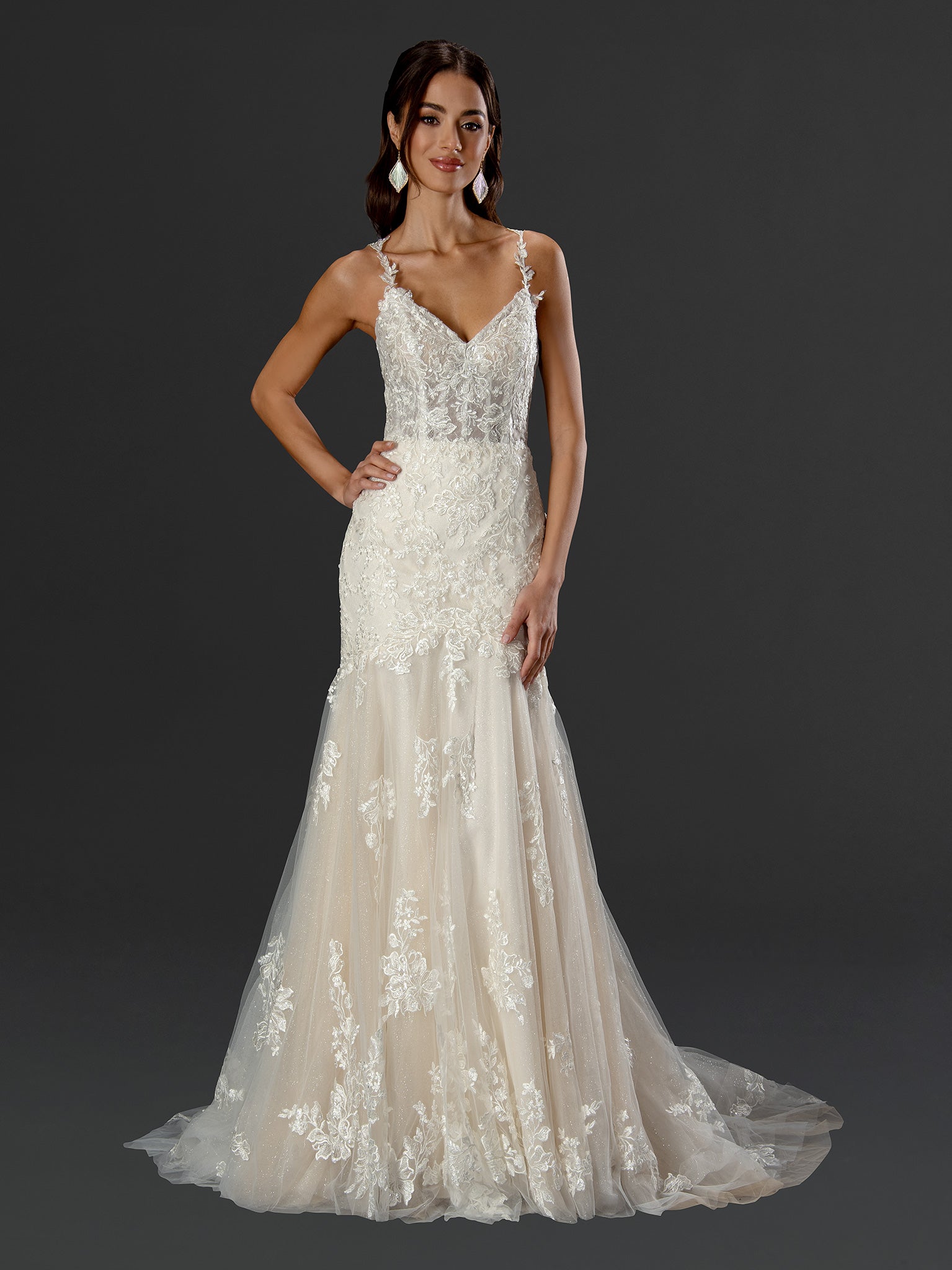 Wedding Dresses Long Wedding Fitted Lace Dress Off White