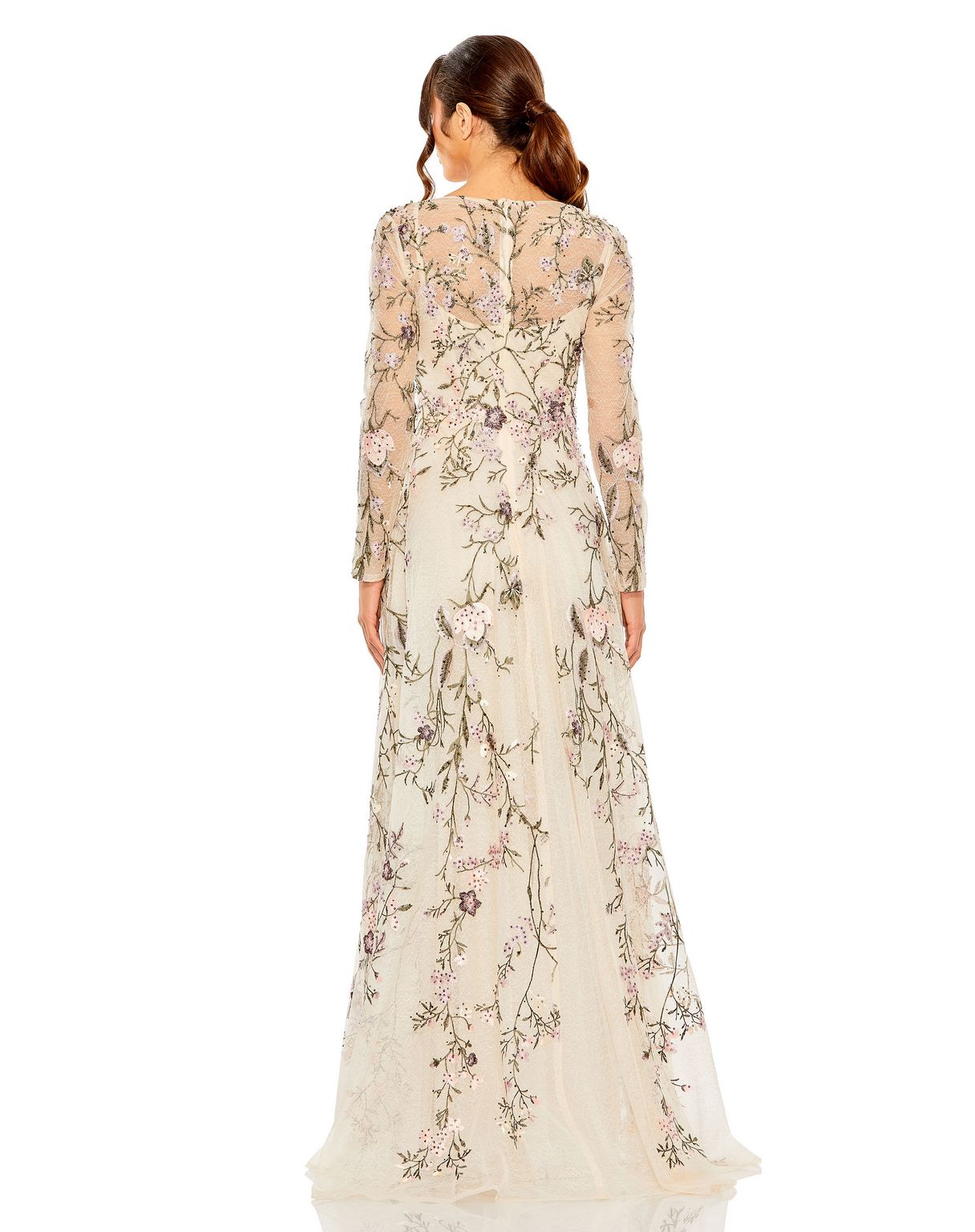 Mac Duggal 20480 Long Sleeve Formal Floral Evening Dress
