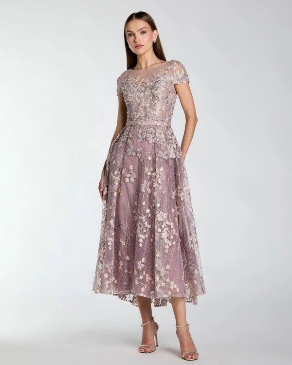 Illusion Tea-Length Tulle Formal A-Line Mac Duggal 20502