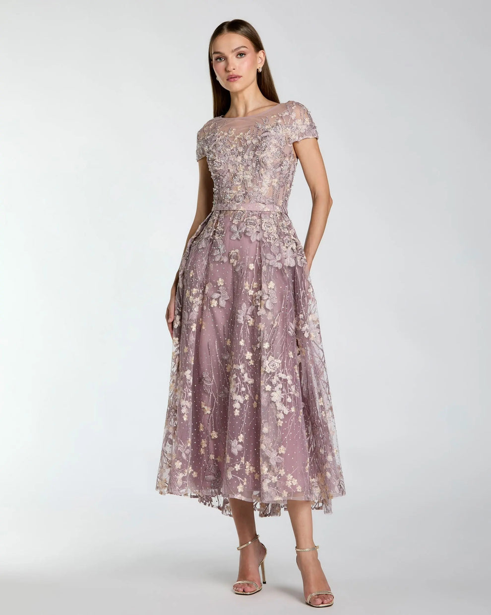 Illusion Tea-Length Tulle Formal A-Line Mac Duggal 20502