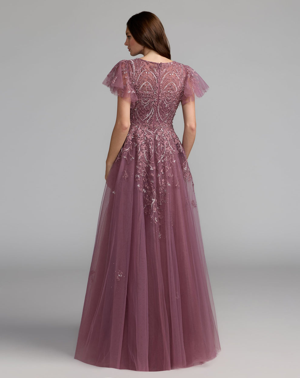 Crew/High-Neck Floor-Length Tulle Occasion Ball Gown Mac Duggal 20507