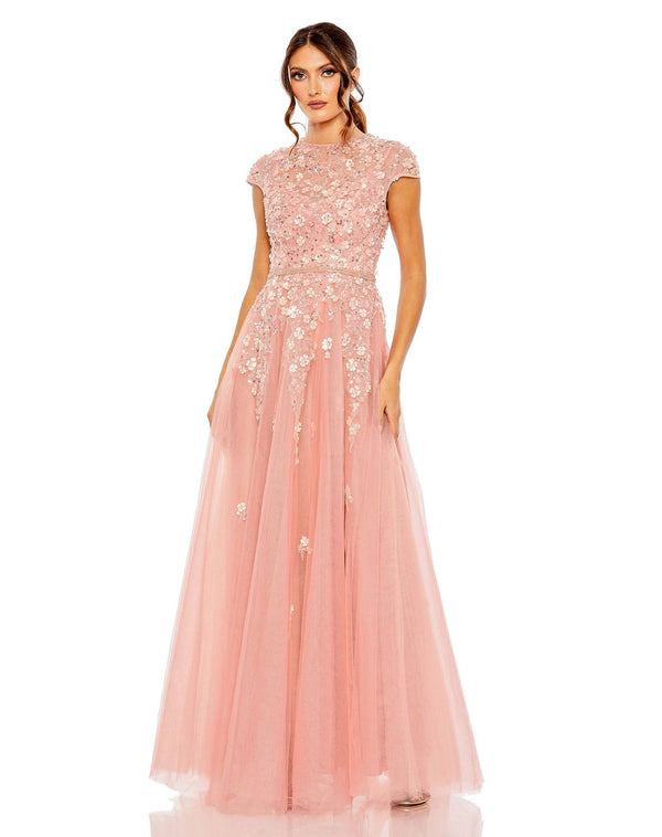 Long Floral Evening Gown A Line Mac Duggal 20511