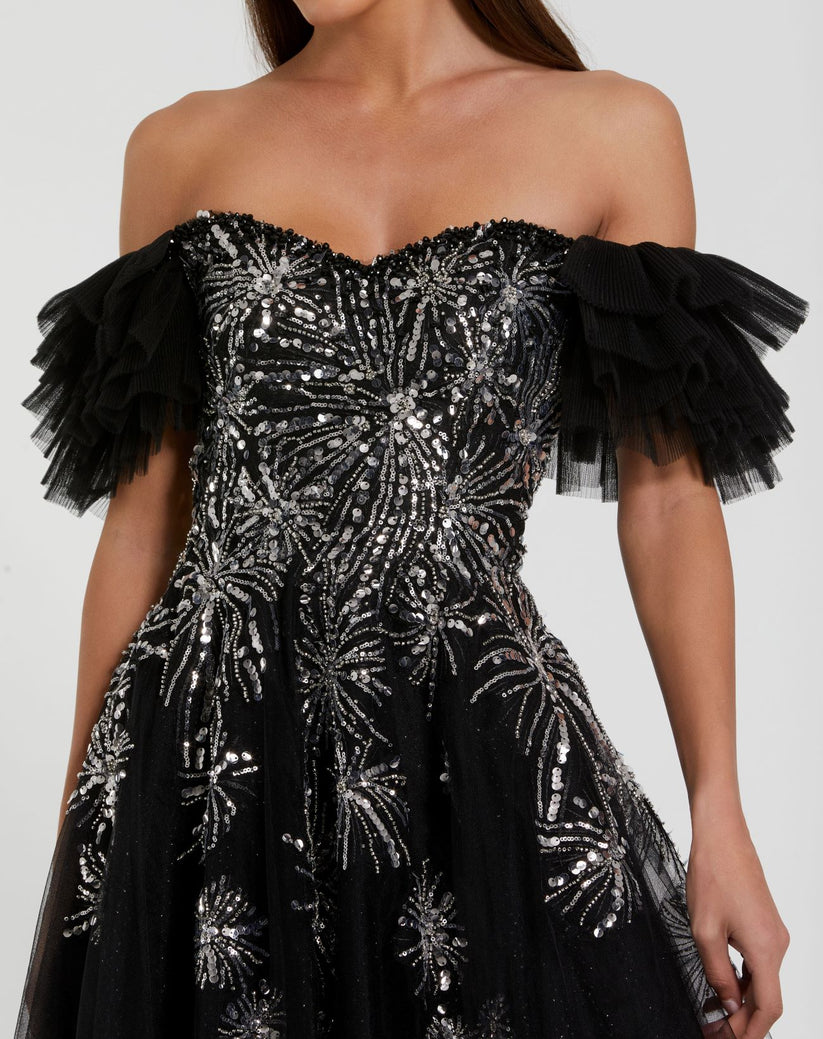 Mac Duggal 20514 Long A Line Formal Sequin Prom Dress