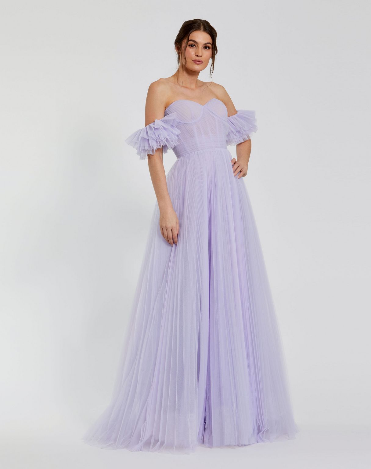 Mac Duggal 20517 Long Off Shoulder Tulle A Line Dress