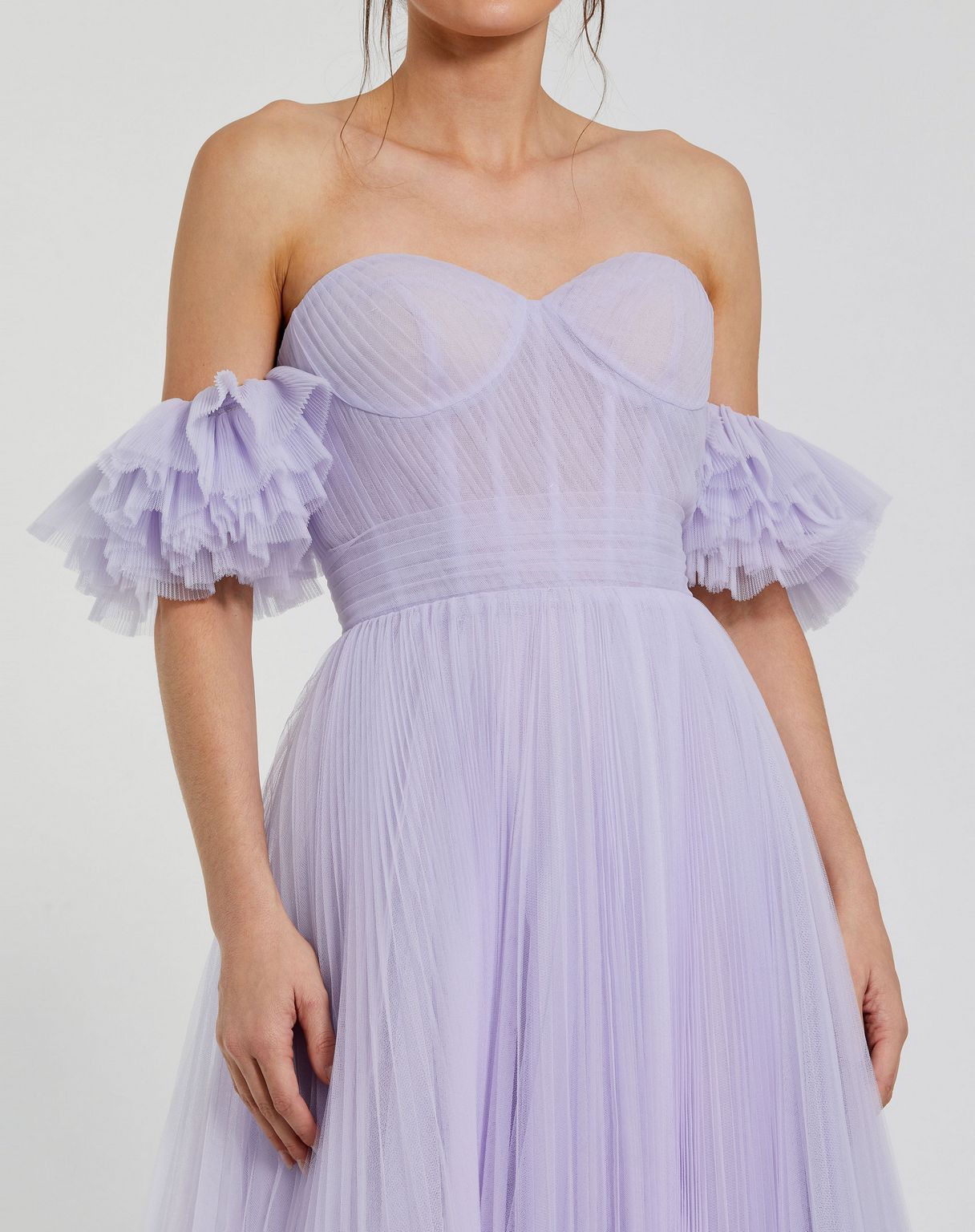 Mac Duggal 20517 Long Off Shoulder Tulle A Line Dress