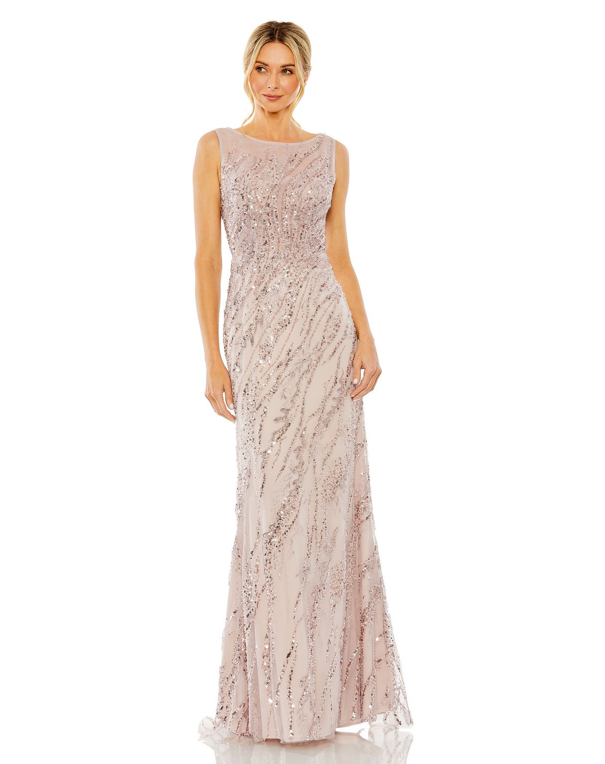 Formal Dresses Fitted Long Formal Beaded Sequin Evening Prom Dress Vintage Lilac