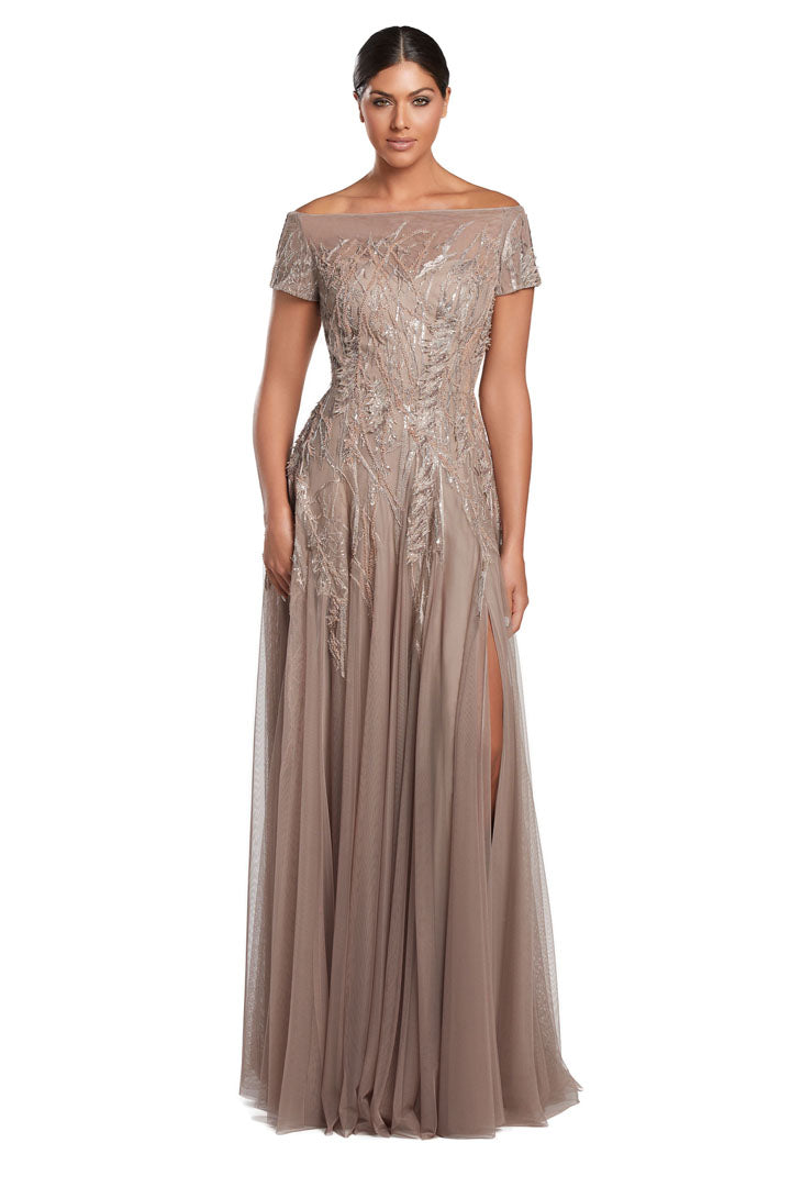 Formal Dresses Glitter Long Formal A Line Evening Dress Bisqui/Multi