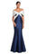 Formal Dresses Pleated Long Mermaid Formal Evening Dress Navy/White