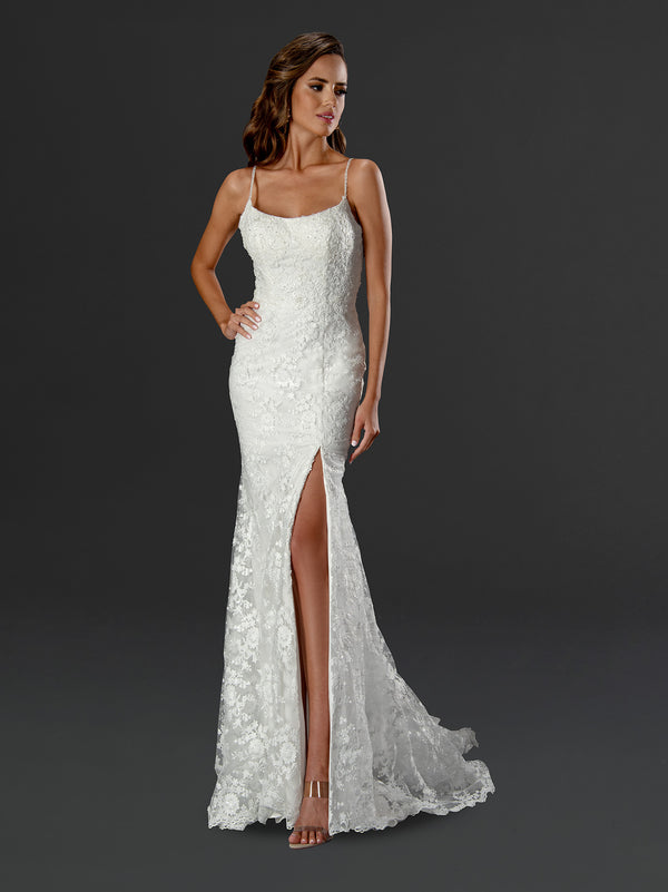 Long Slit Wedding Dress