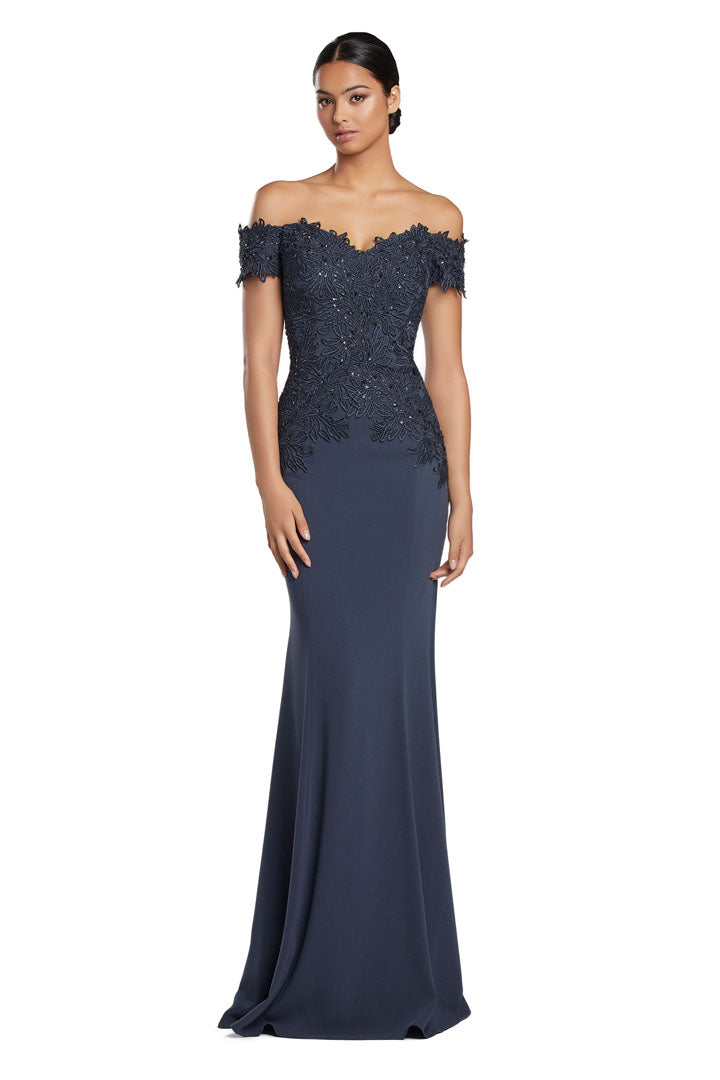 Formal Dresses Beaded Evening Long Formal Fitted Dress Graphite