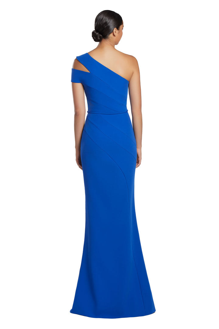 Formal Dresses Fitted Slit Long Formal Pleated Evening Dress Blue