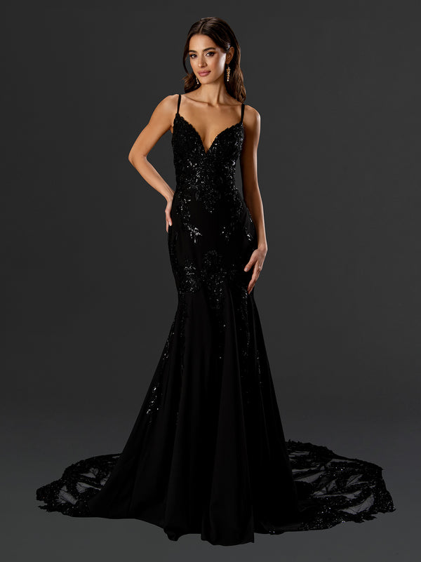 Stella Couture 24527 Beaded Lace Long Formal Sequin Prom Dress