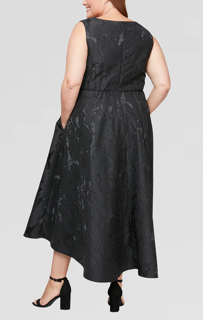 Plus Szie Dresses Plus Size High Low Pleated Pocket Cocktail Dress Black