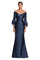 Formal Dresses Long Fitted Formal Pleated Dress Navy