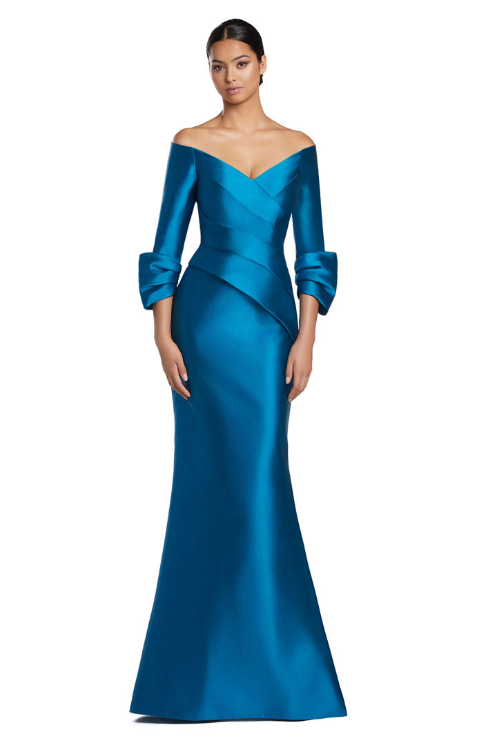 Formal Dresses Long Fitted Formal Pleated Dress Storm Blue