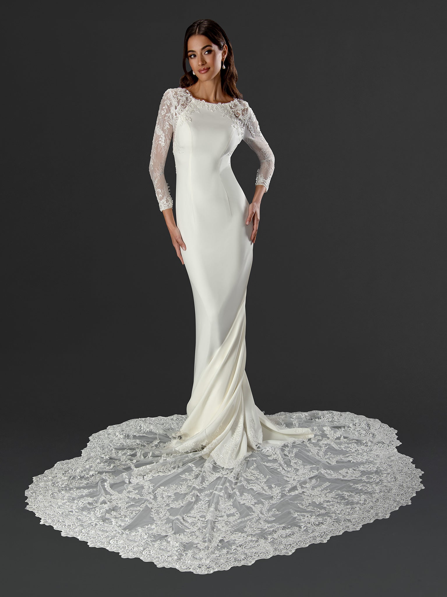 Stella Couture 24521 Fitted Long Lace Wedding Dress