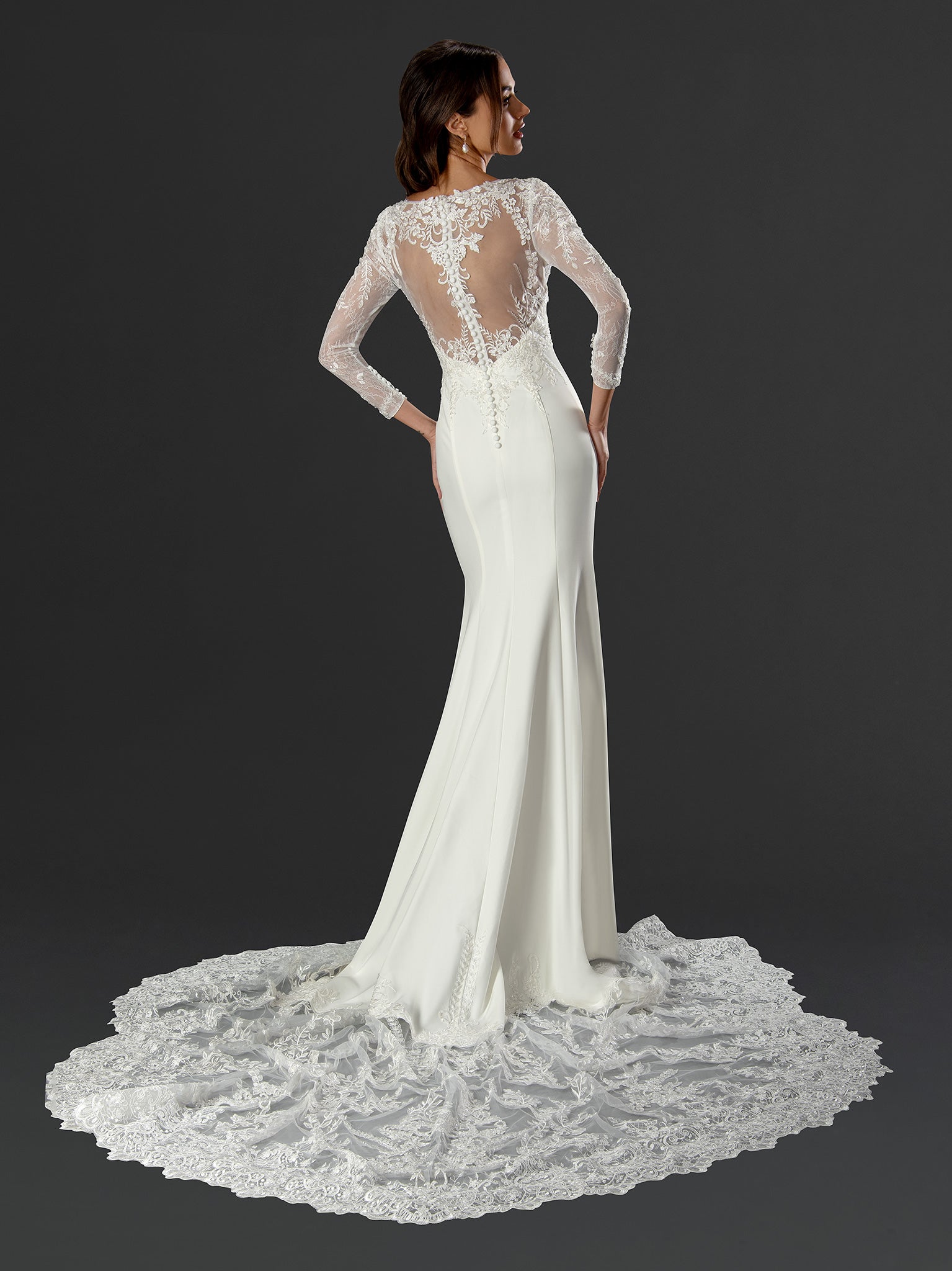 Stella Couture 24521 Fitted Long Lace Wedding Dress