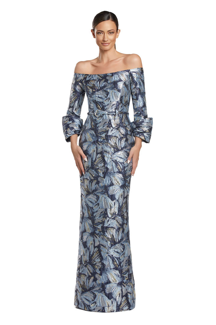 Formal Dresses Long Printed Formal Evening Dress Navy/Multi