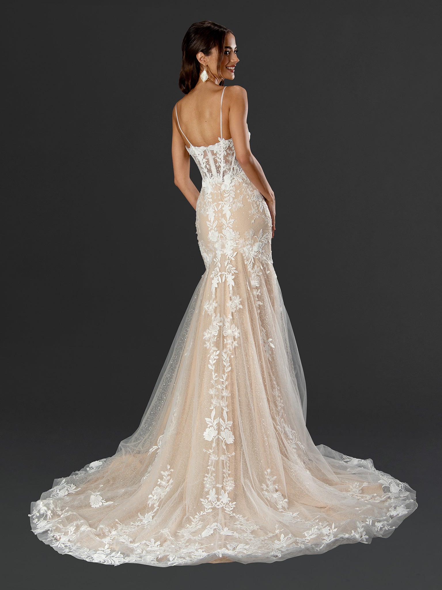Stella Couture 24518 Bridal Gown Long Lace Simple Wedding Dress