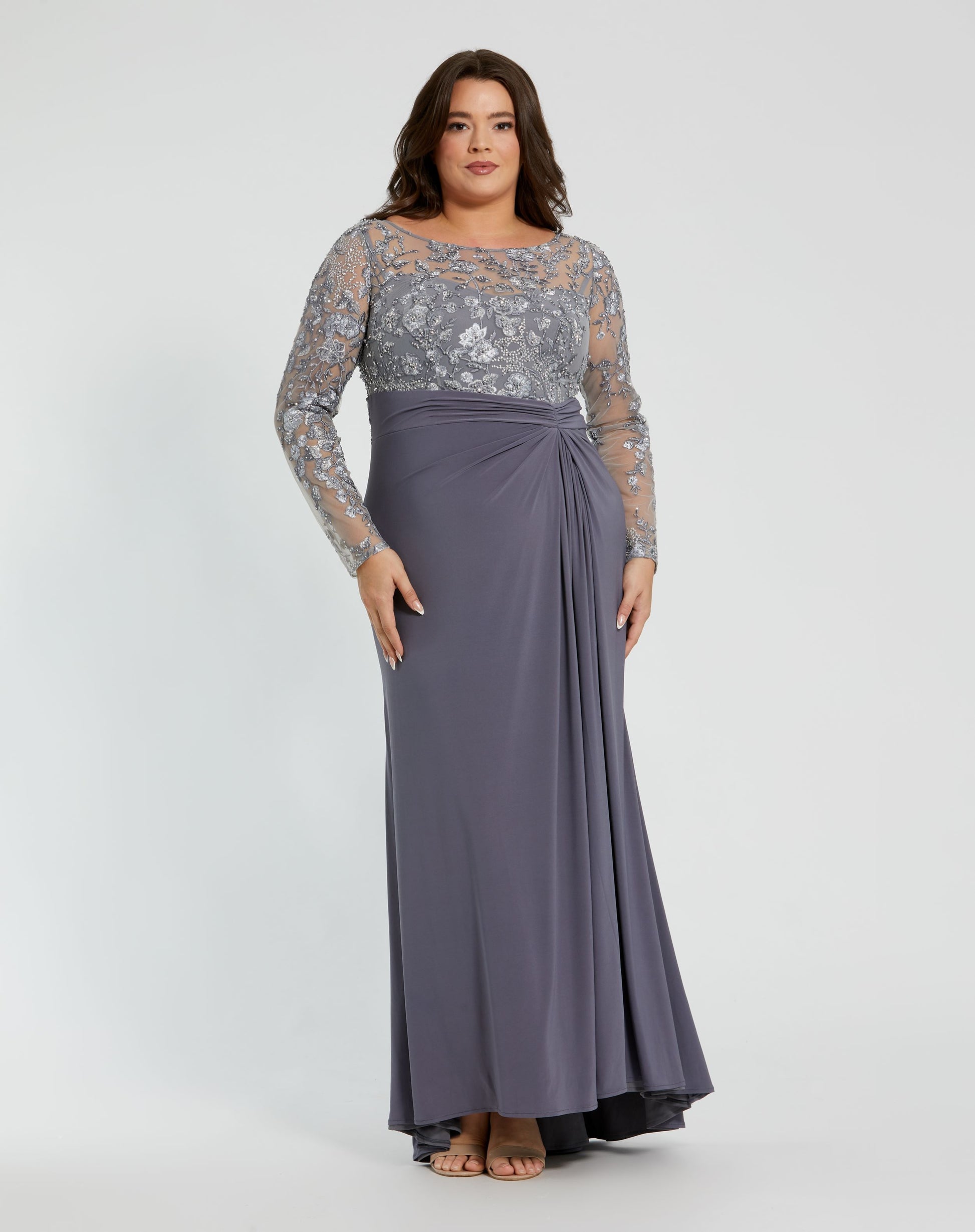 Mac Duggal 20624 Long Formal Beaded Plus Size Dress