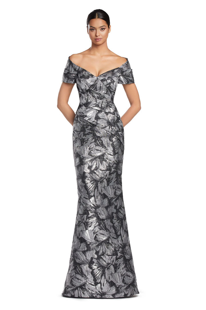 Formal Dresses Printed Long Formal evening Pleated Dress Black/Multi