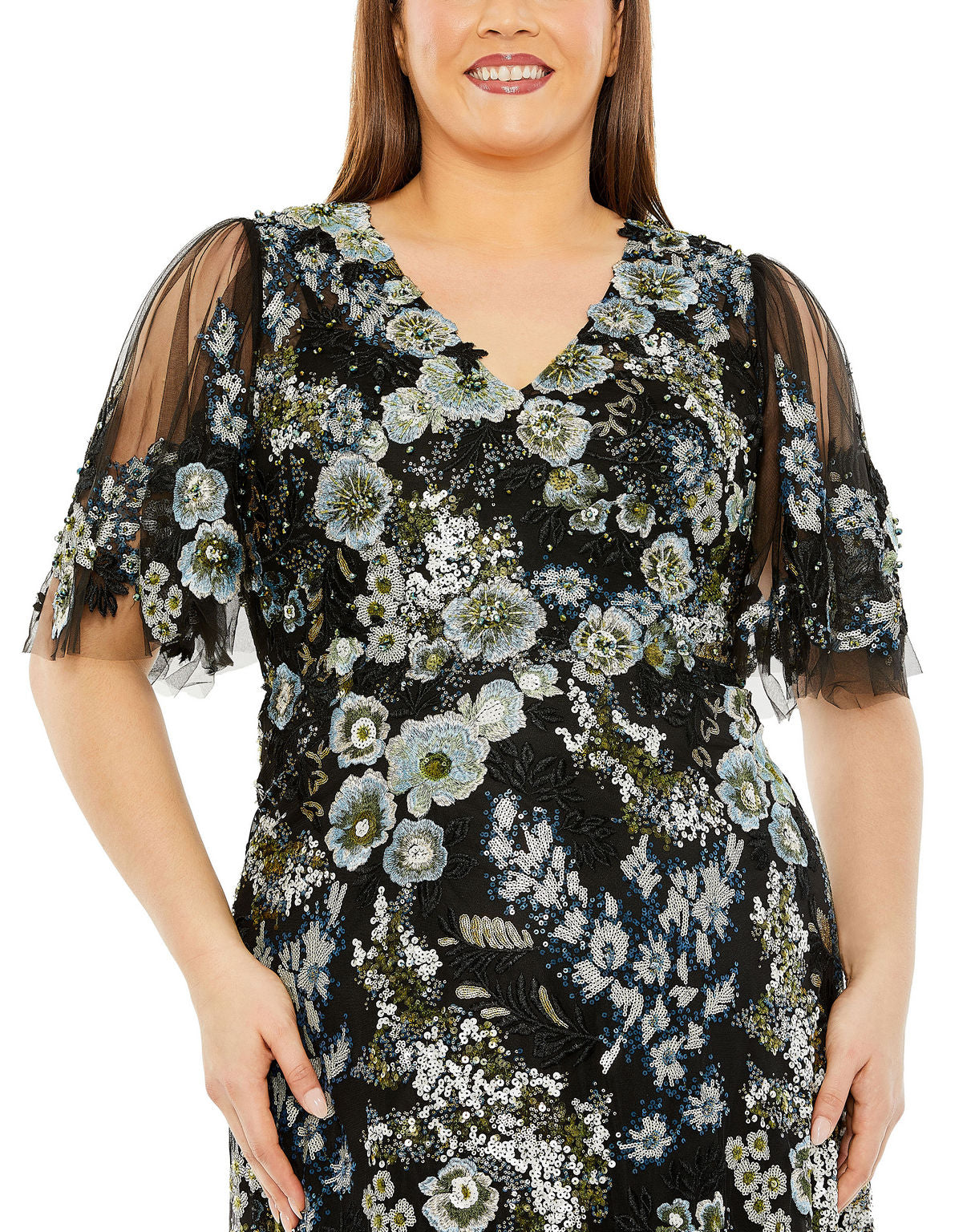 Mac Duggal 20630 Long Plus Size Floral Formal Dress