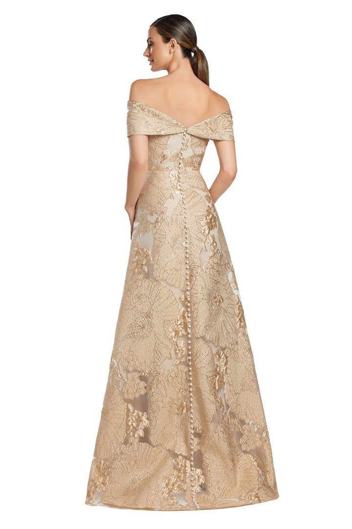 Formal Dresses A Line Long Formal Button Evening Dress Gold