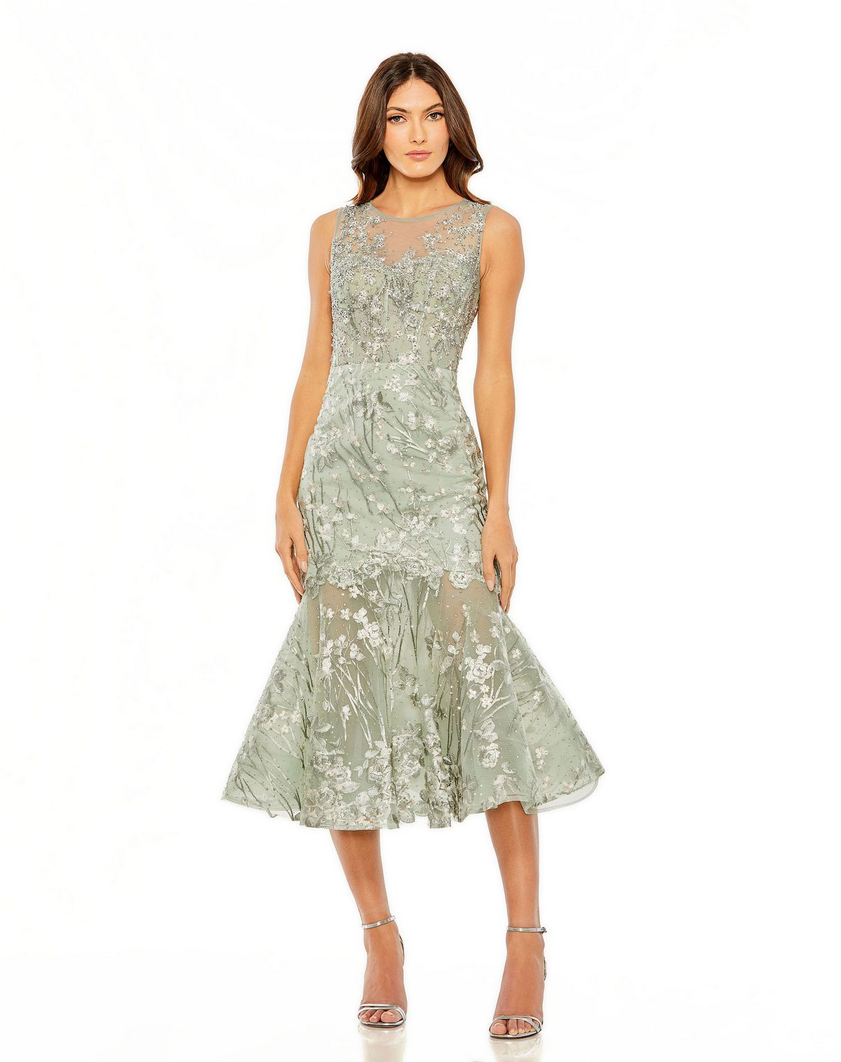 Mac Duggal 20646 Tea Length Lace Cocktail Dress