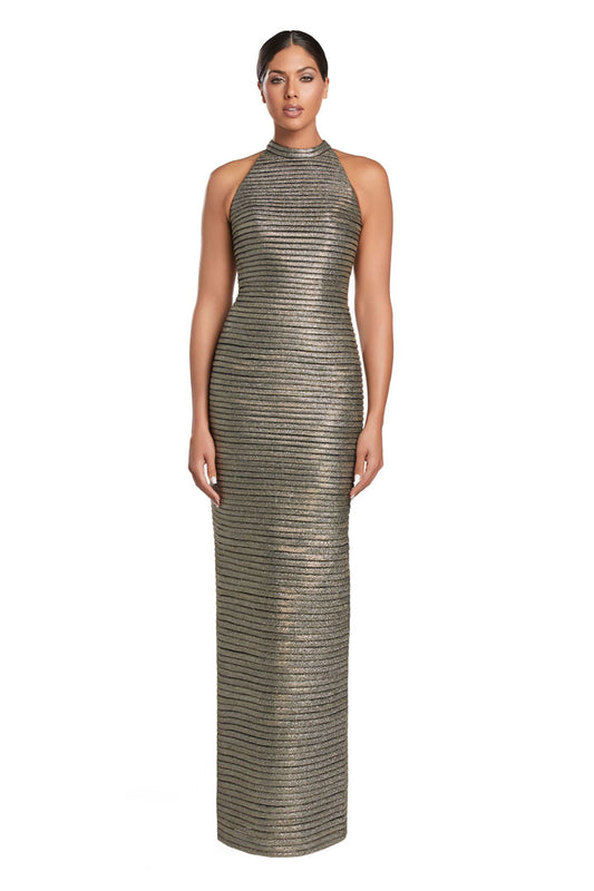 Formal Dresses Glitter Long Formal Pleated Evening Dress Bronze