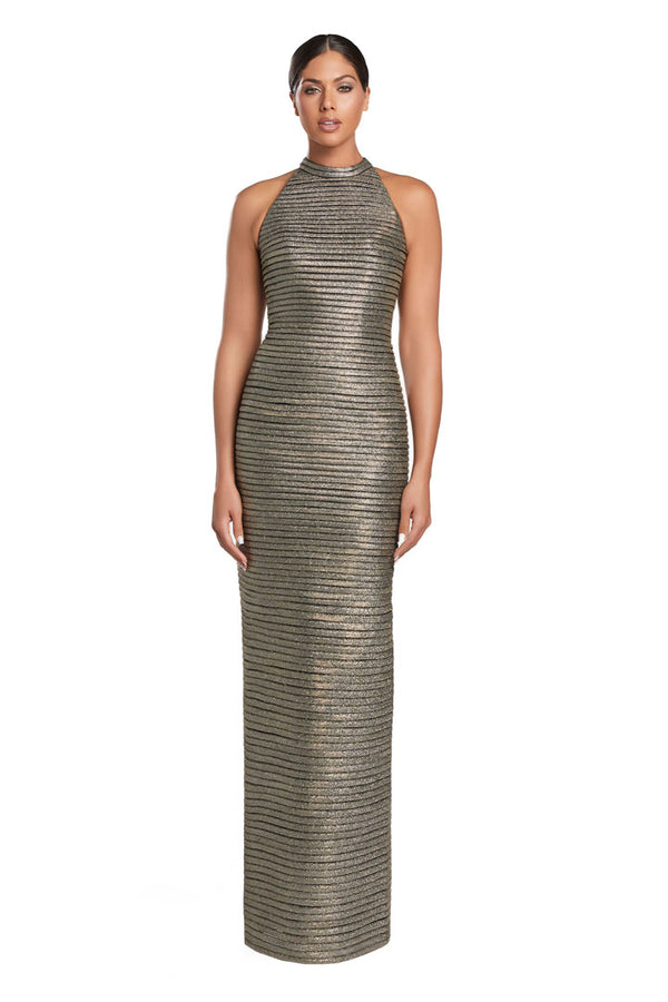 Alexander by Daymor 2065F24 Glitter Long Formal Pleated Evening Dress