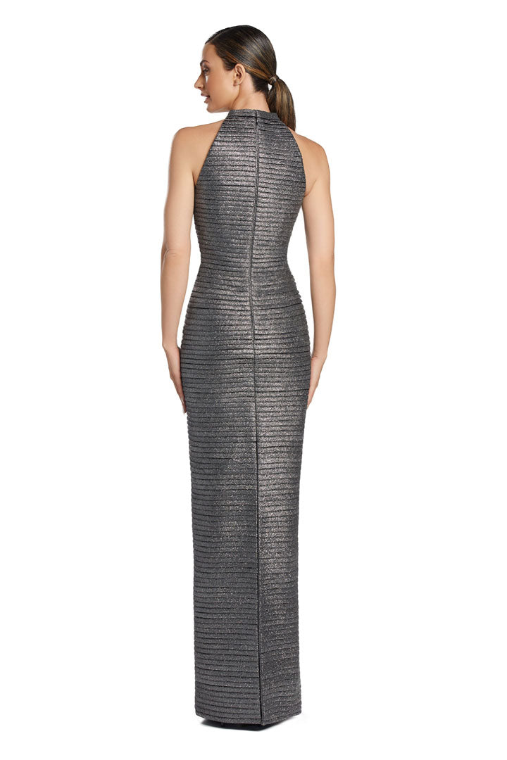 Formal Dresses Glitter Long Formal Pleated Evening Dress Pewter
