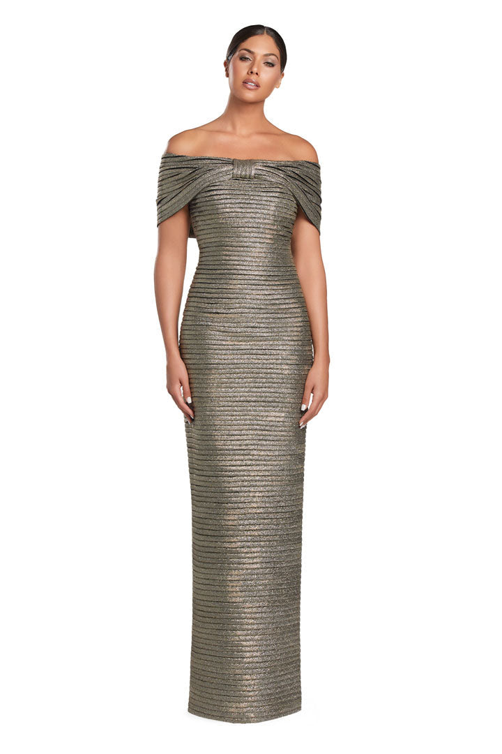Alexander by Daymor 2066F24 Pleated Long Formal Evening Glitter Dress