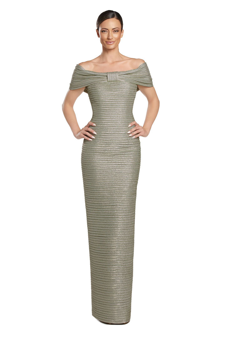 Alexander by Daymor 2066F24 Pleated Long Formal Evening Glitter Dress