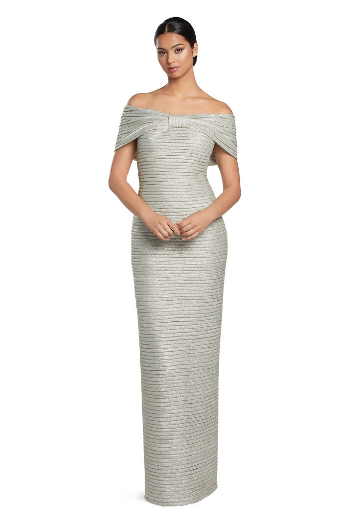 Alexander by Daymor 2066F24 Pleated Long Formal Evening Glitter Dress