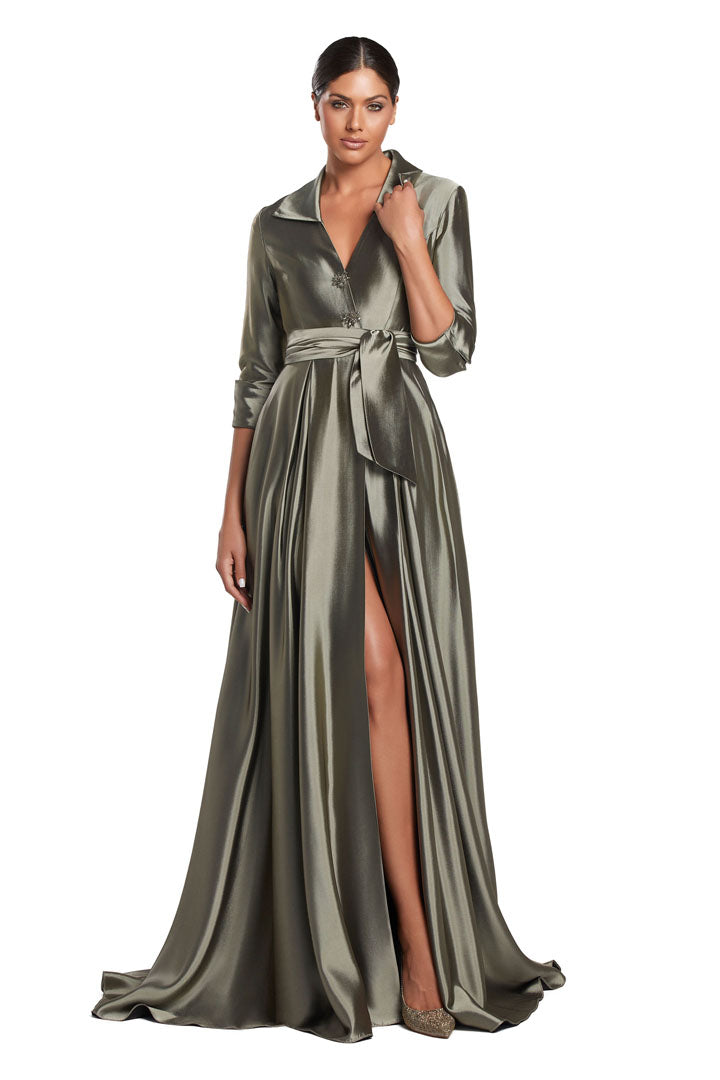 Formal Dresses Evening Long Formal Slit A Line Dress Taupe