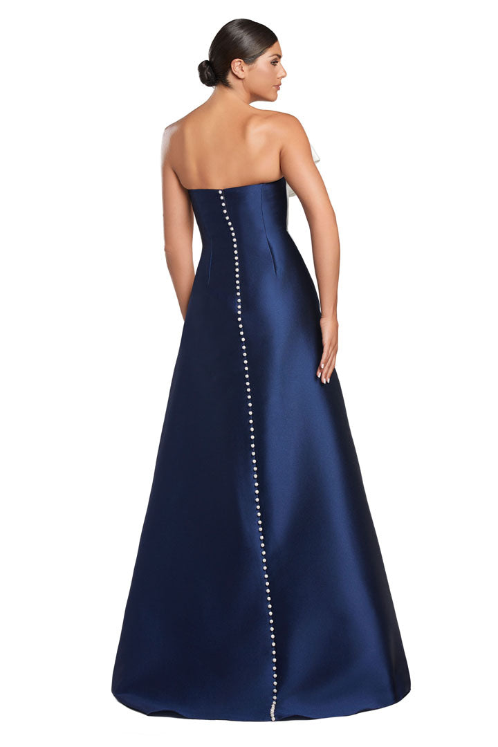 Prom Dresses Long Formal A Line Pleated Prom Dress Navy/White