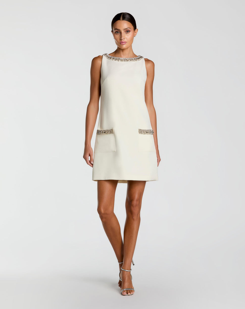 Cocktail Dresses Short Beaded Mini Corset Dress Mac Duggal 20691 Ivory