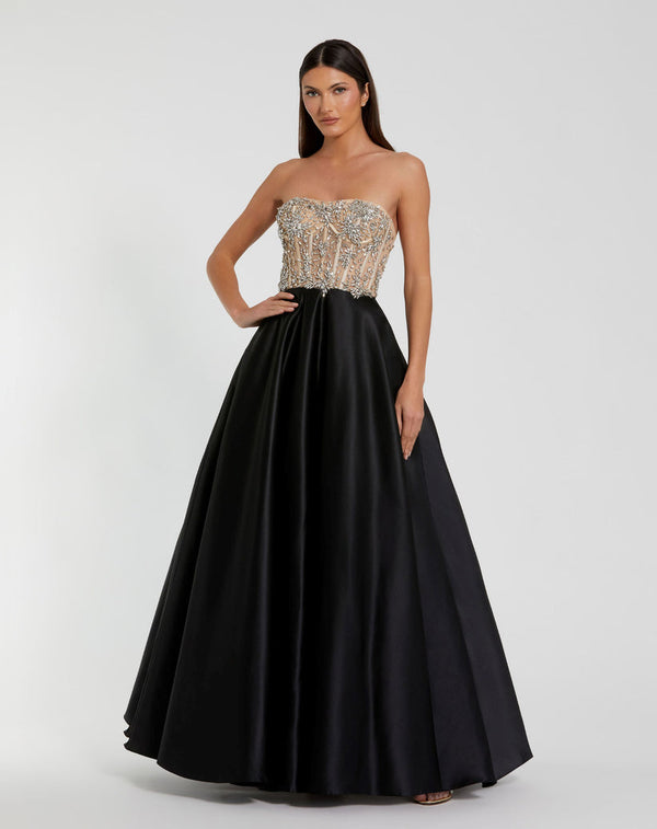 Long Beaded Prom Dress Ball Gown Mac Duggal 20701