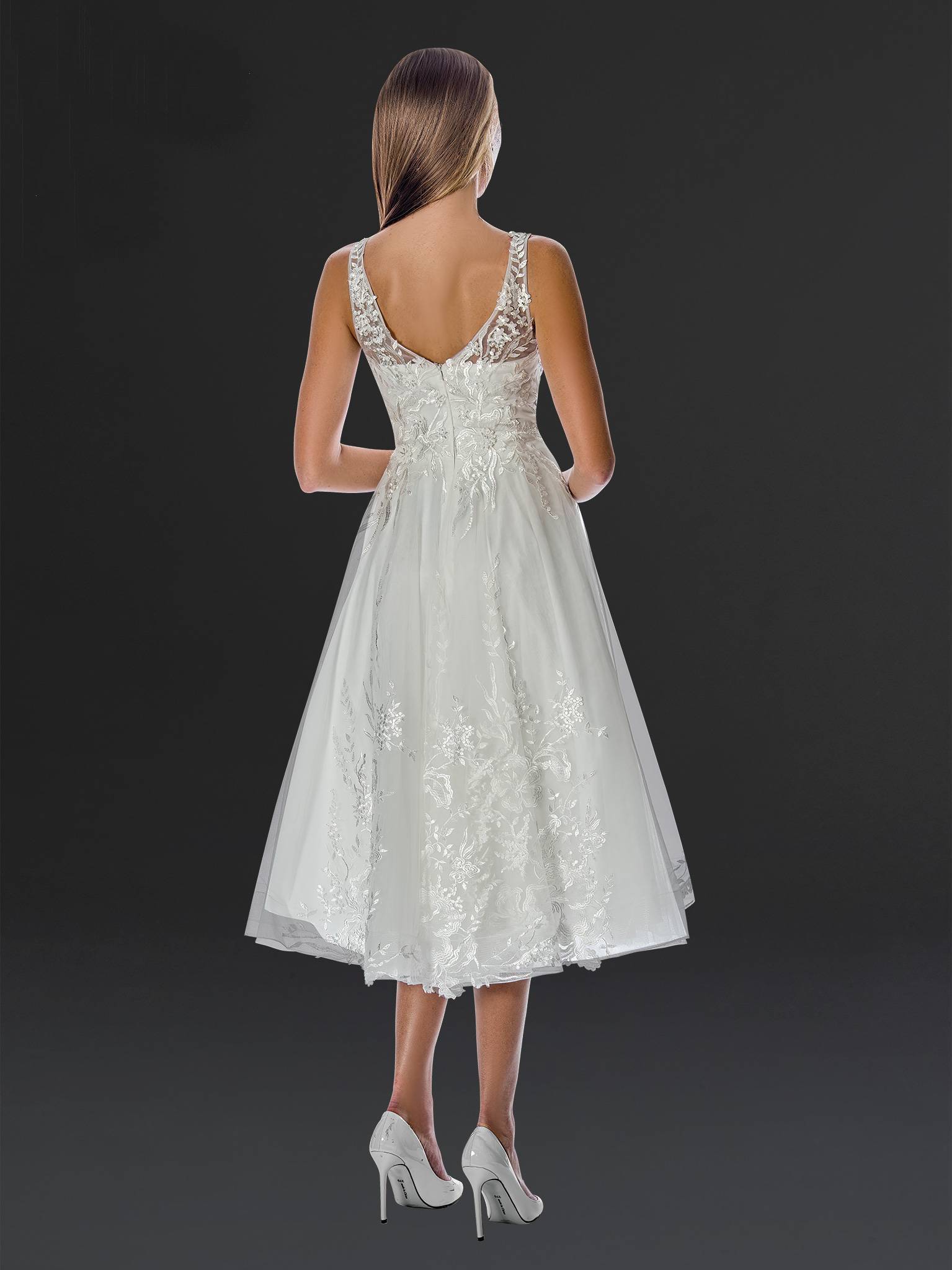 Wedding Dresses Short A Line Midi Wedding Dress Stella Couture 24906 Off White