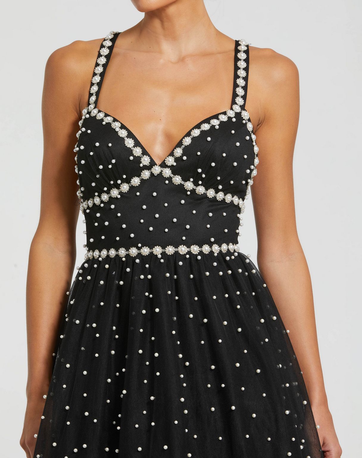 Prom Dresses Pearl Beaded Formal Prom High Low Dress Black Ivory