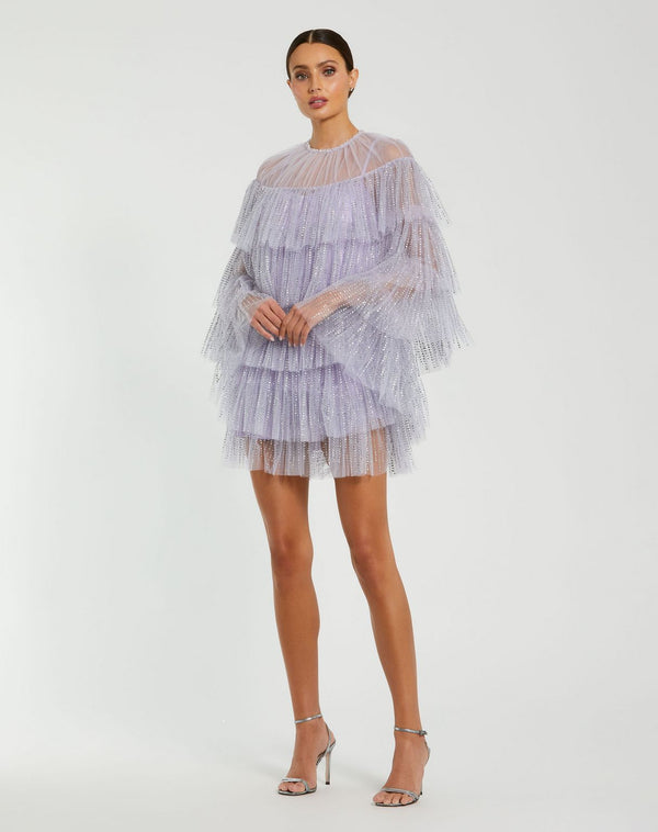 Short Ruffle Lace Dress Mini Cocktail Mac Duggal 20749
