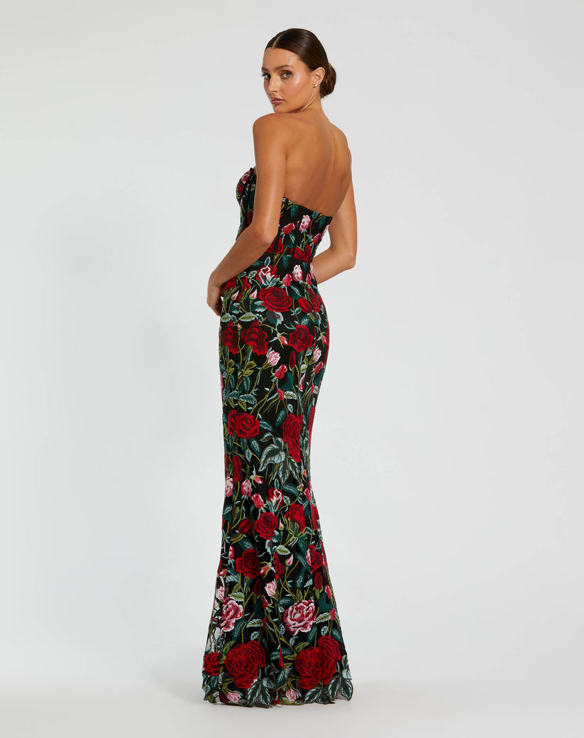 Mac Duggal 20757 Long Fitted Floral Applique Formal Dress