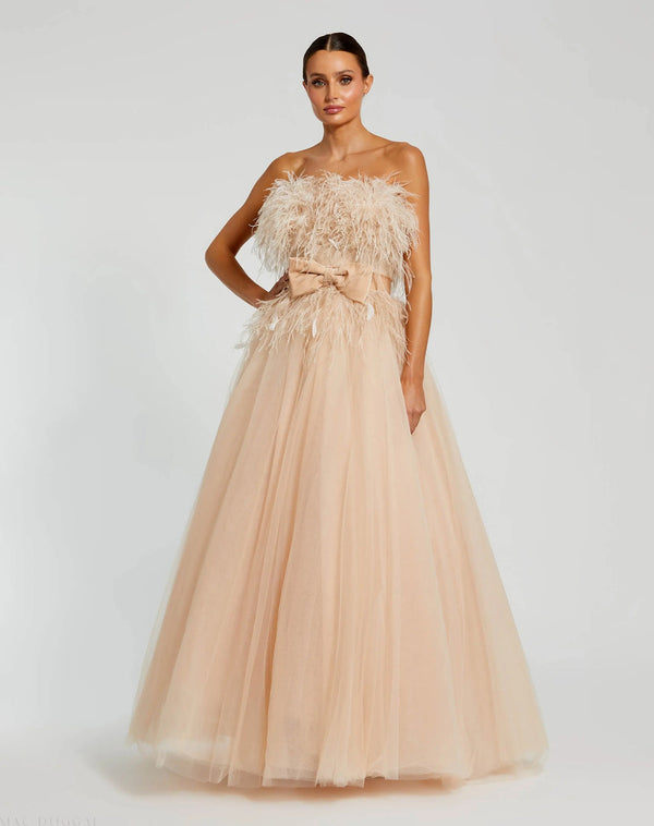 Long Feather Dress Ball Gown Mac Duggal 20774