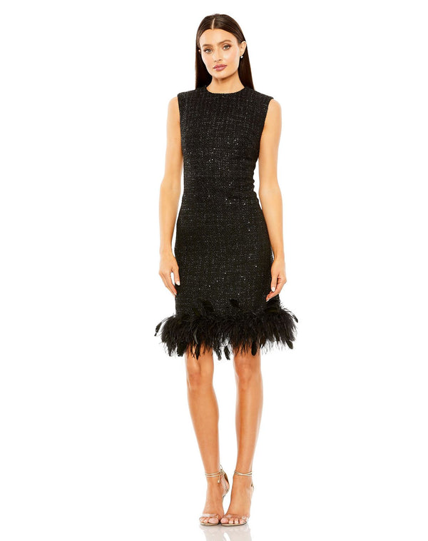 Short Feather Mini Cocktail Dress A Line Mac Duggal 20784
