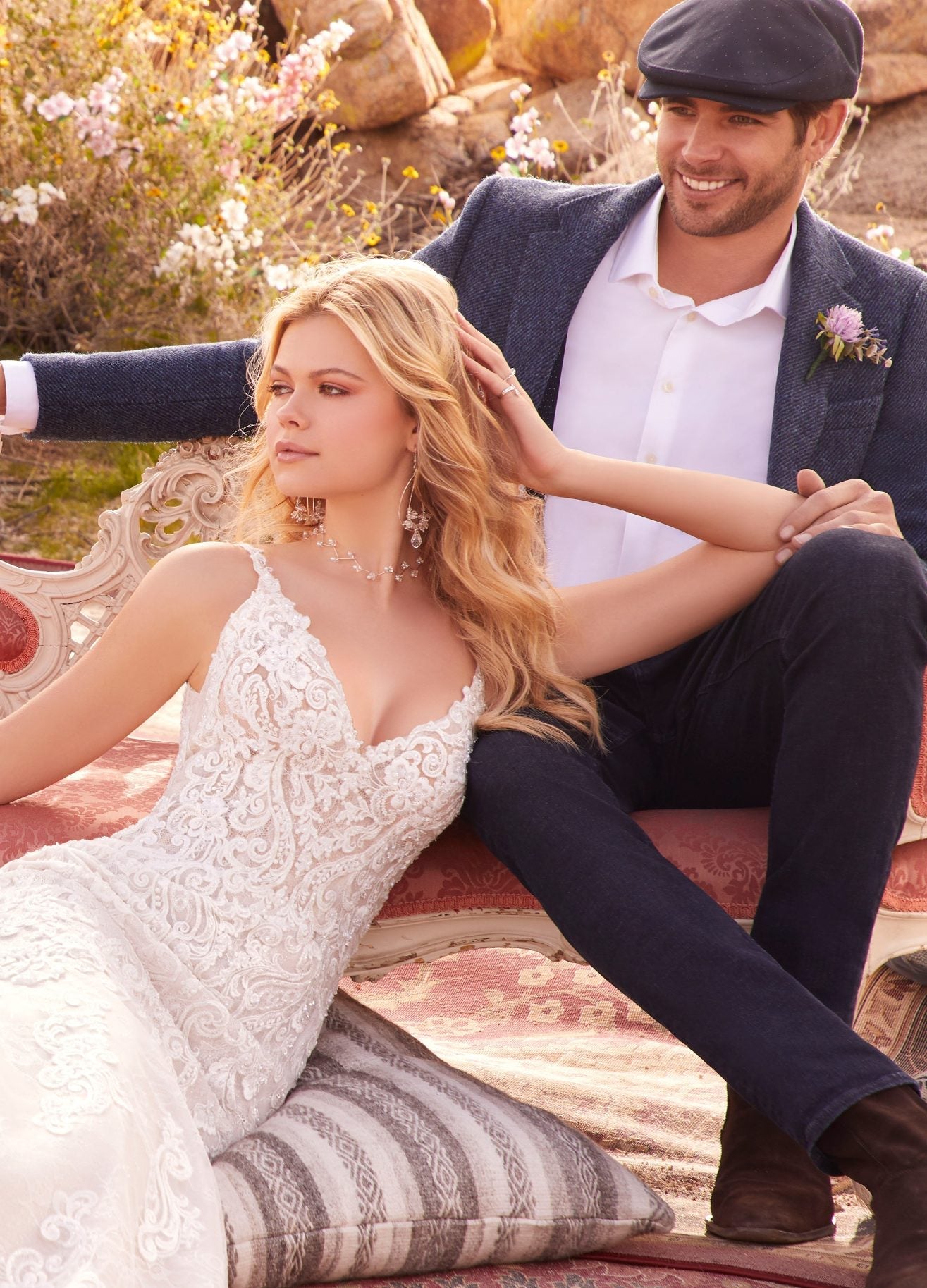 Wedding Dresses Long Lace Mermaid Wedding Bridal Gown MGNY Madeline Gardner New York 2093 Ivory/Rose/Nude